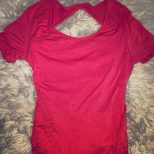 Short sleeve, open back top